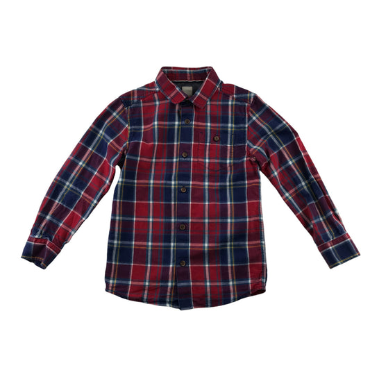 John Lewis Shirt 6-7 Years Red and Blue Checked Button-up Cotton