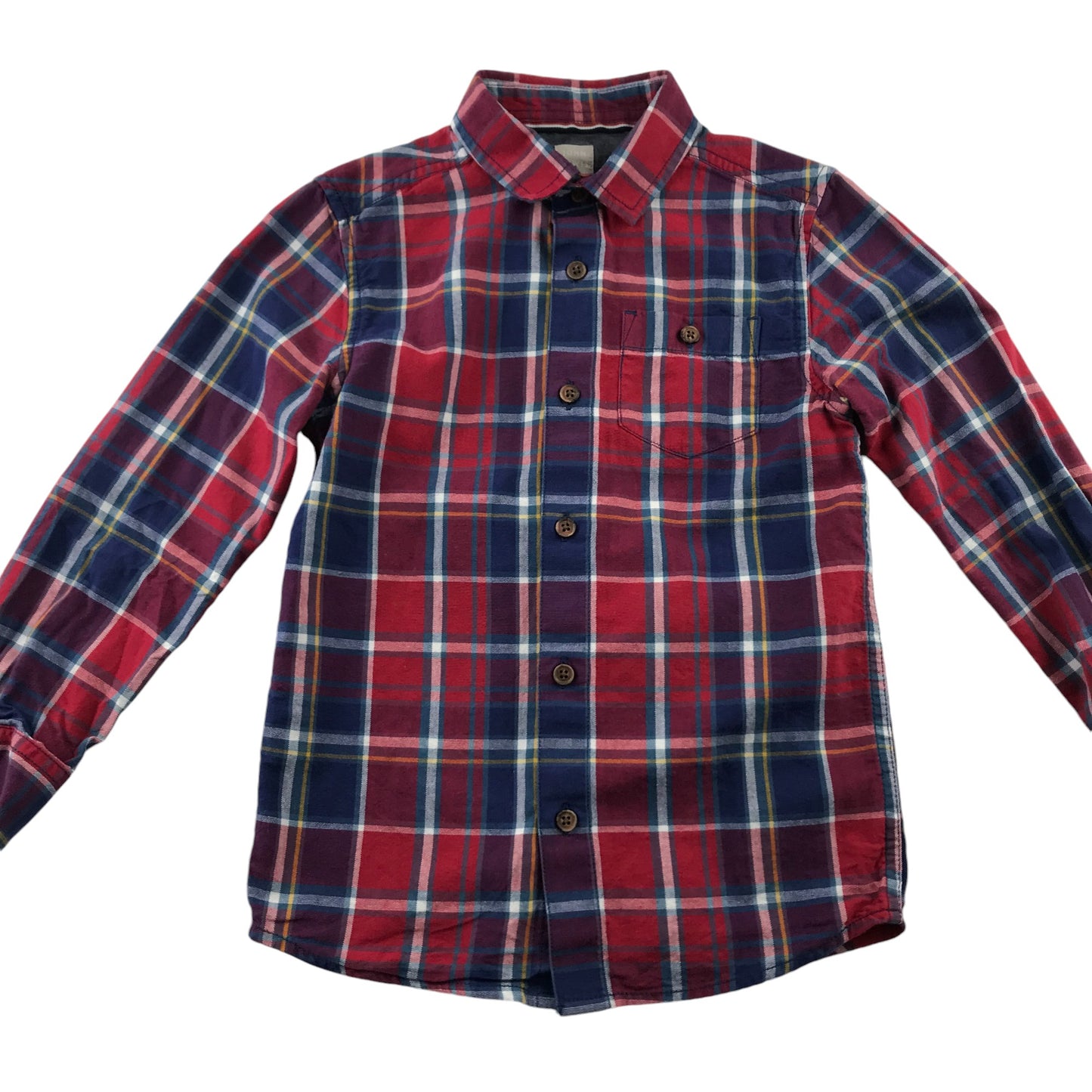 John Lewis Shirt 6-7 Years Red and Blue Checked Button-up Cotton