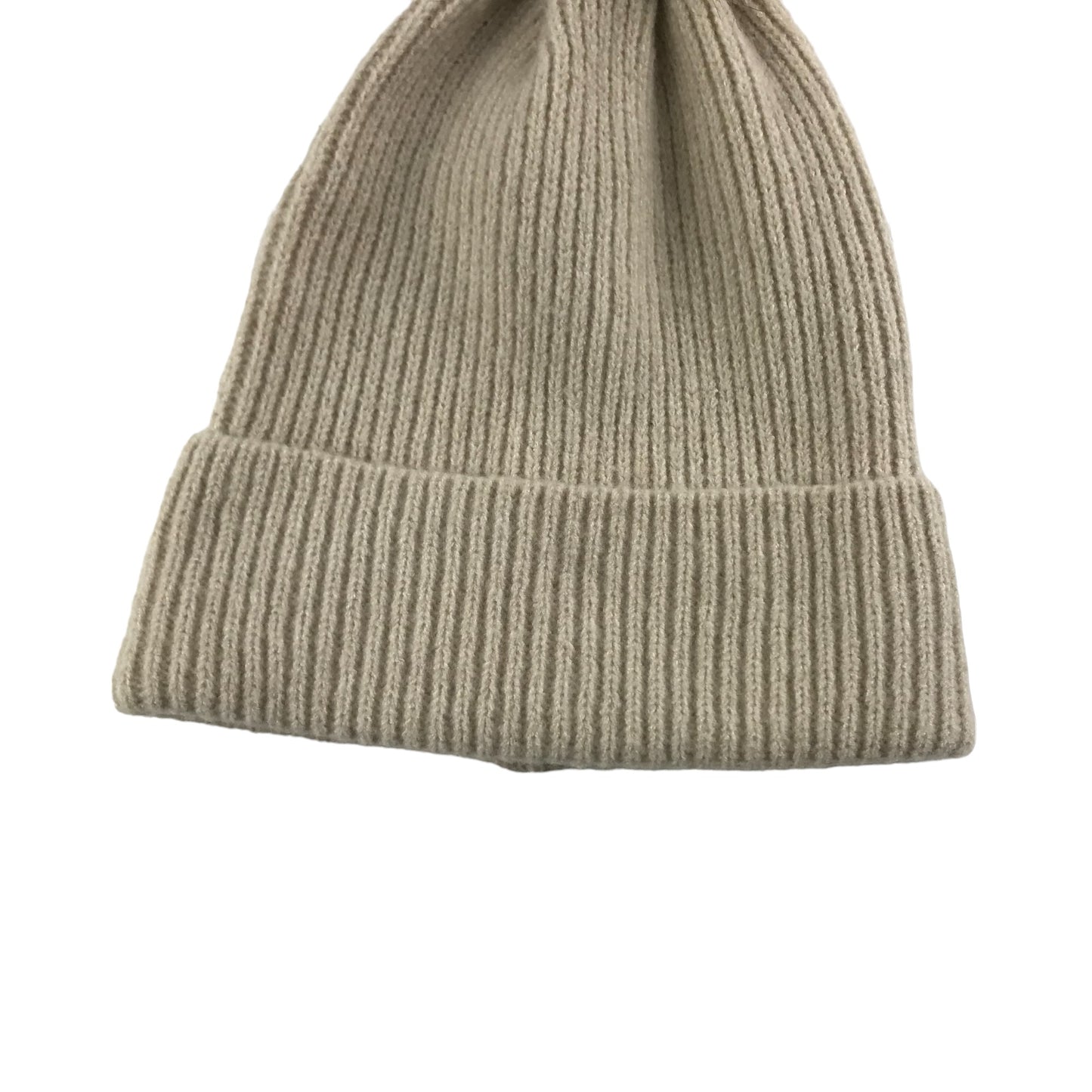 Primark Bobble Hat ONE SIZE Beige Plain with Faux Fur Bobble