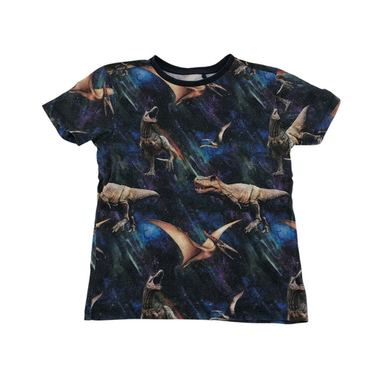 Next t-shirt 7-8 years black galaxy dinosaur graphic print cotton