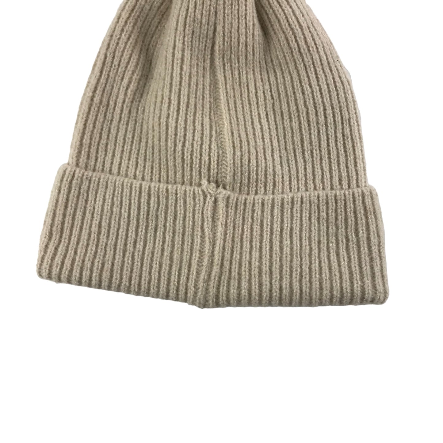 Primark Bobble Hat ONE SIZE Beige Plain with Faux Fur Bobble