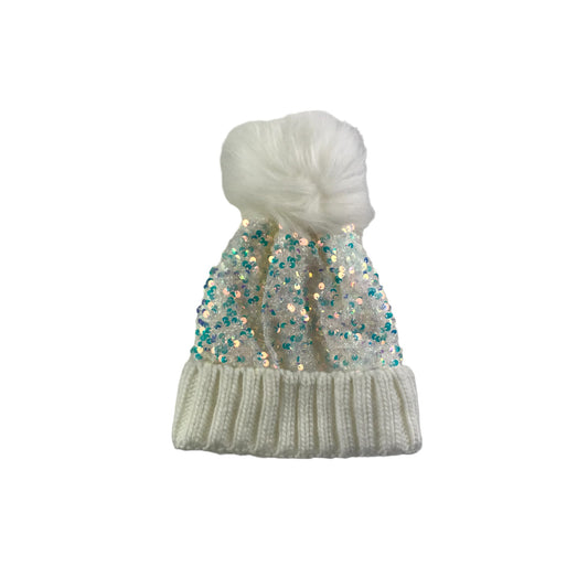 George Bobble Hat Age 4-8 White Sequins