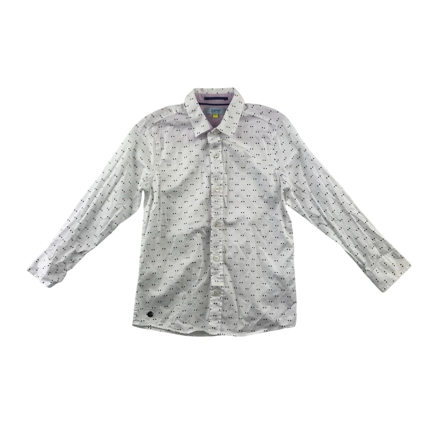 Ted Baker Shirt 6-7 Years White Triangle Pattern Print Button-Up Cotton