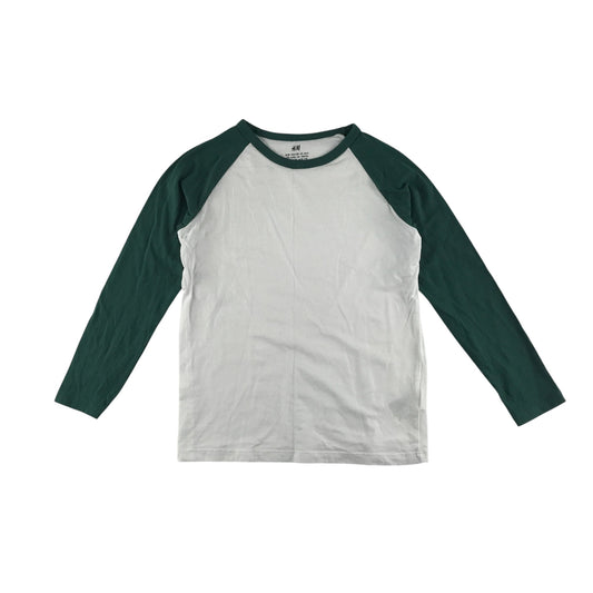H&M t-shirt 7-8 years white with green sleeves cotton
