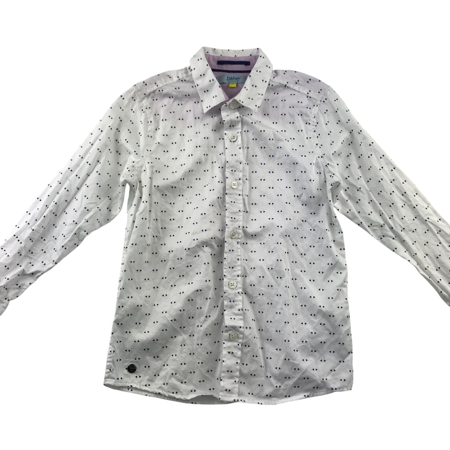 Ted Baker Shirt 6-7 Years White Triangle Pattern Print Button-Up Cotton