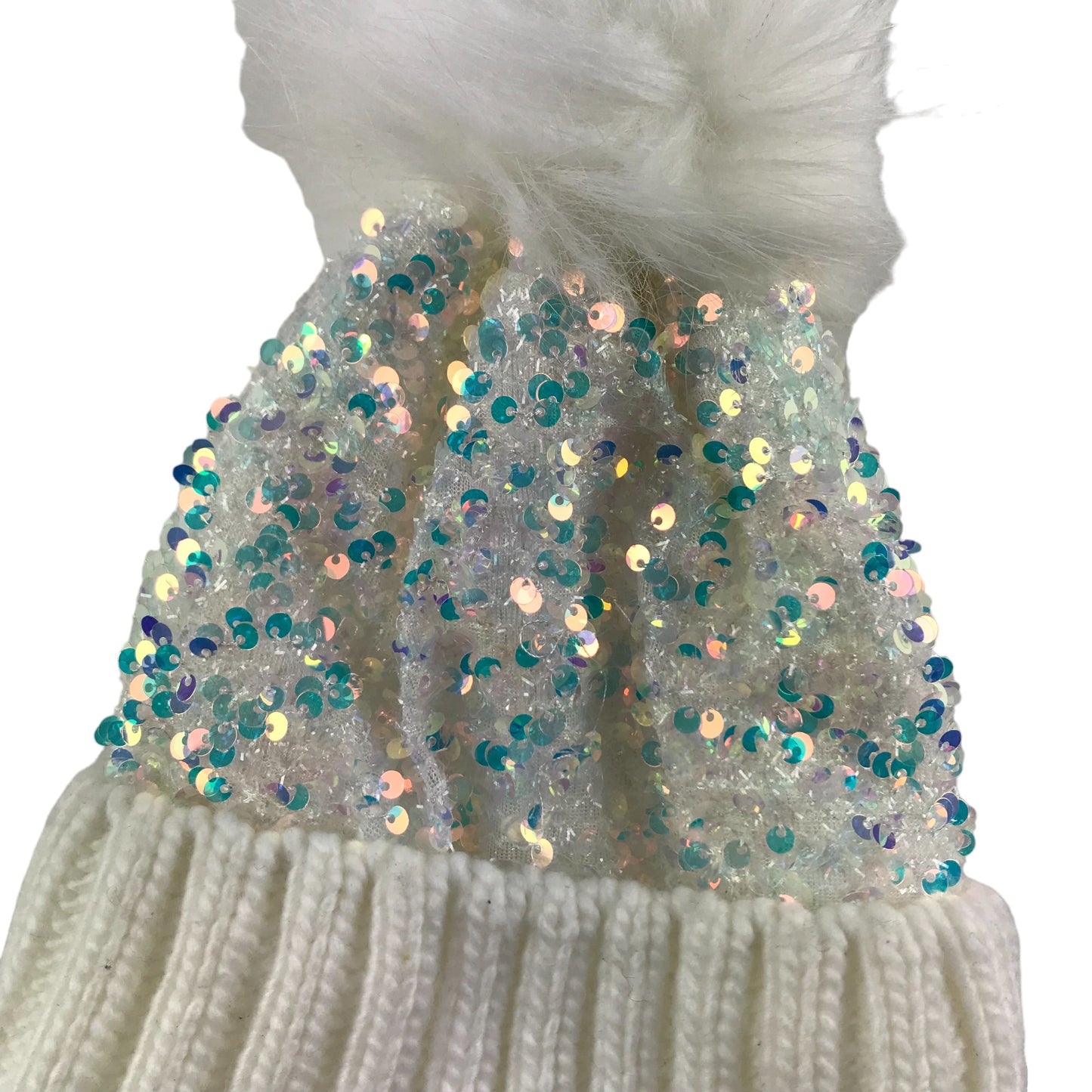 George Bobble Hat Age 4-8 White Sequins