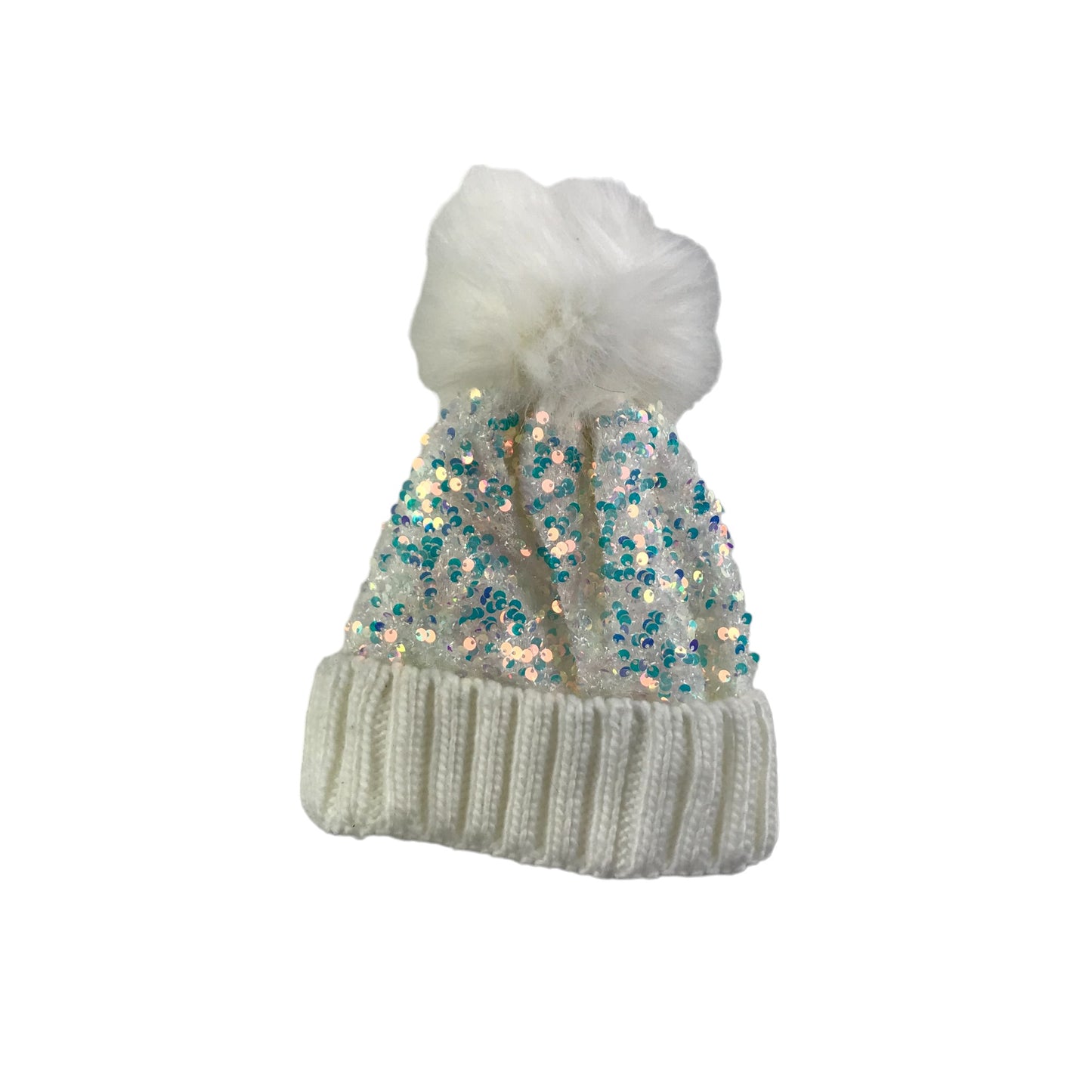 George Bobble Hat Age 4-8 White Sequins