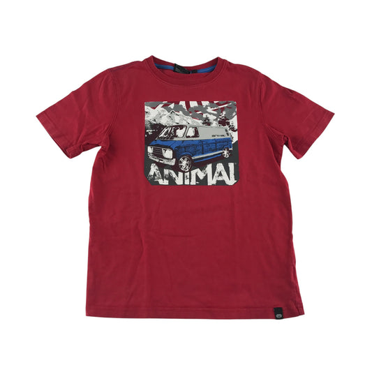 Animal t-shirt 7-8 years red mini van graphic print cotton