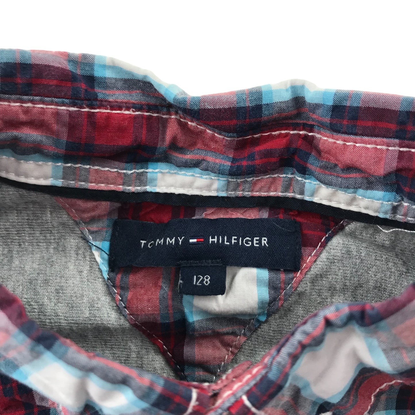 Tommy Hilfiger Shirt 6-8 Years Red and White Checked Button-Up Cotton