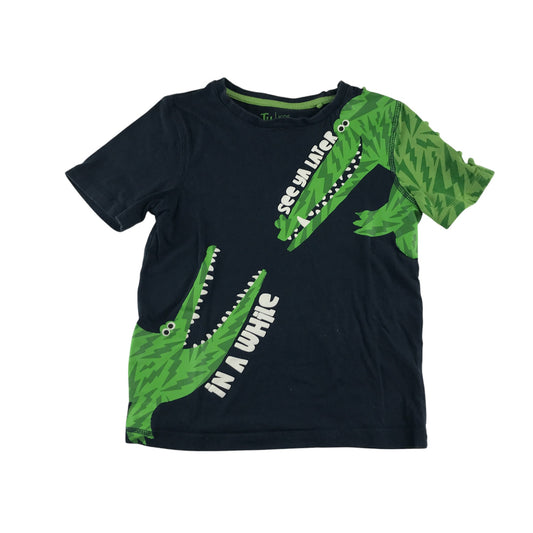 Tu t-shirt 7-8 years navy with crocodile graphic print design cotton