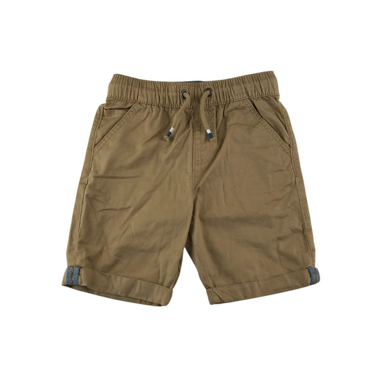 Nutmeg shorts 5-6 years light brown plain elasticated waist cotton