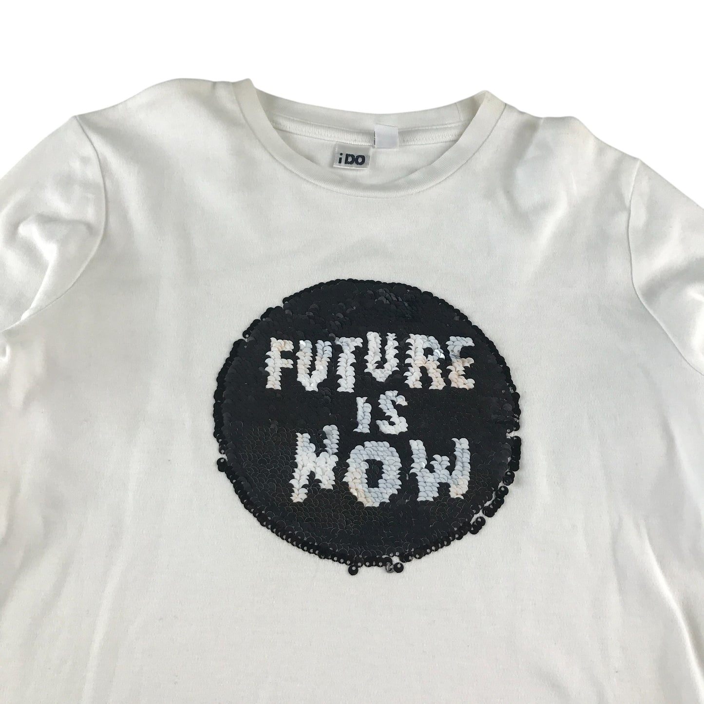I Do t-shirt 6-7 years white sequin reversible design cotton