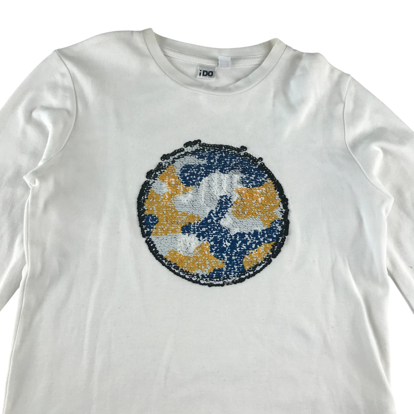 I Do t-shirt 6-7 years white sequin reversible design cotton