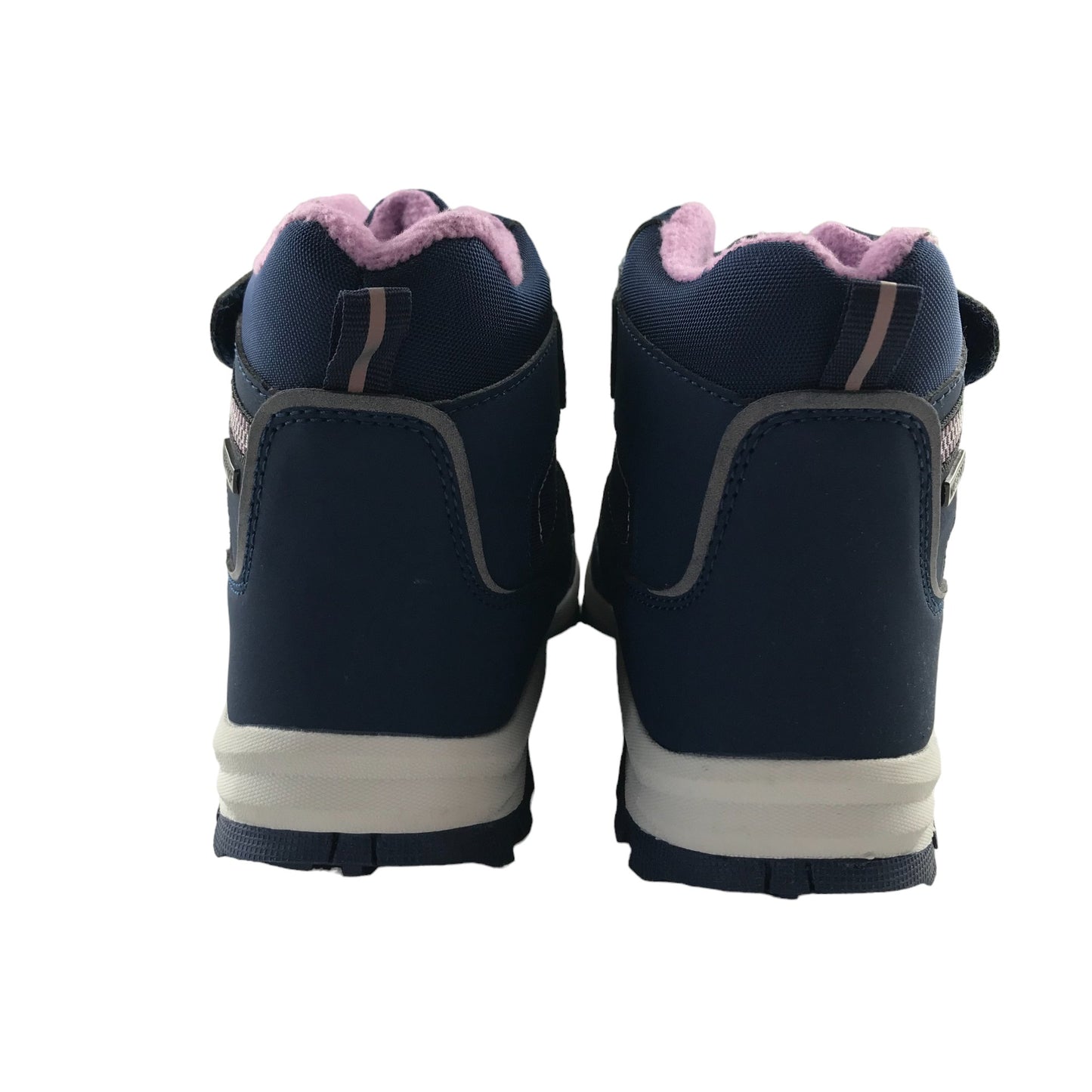 Snow boots shoe size 2 navy and pink waterproof loop and hoop straps