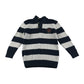 Debenhams jumper 4-5 years navy and white stripy knitwear with collar cotton