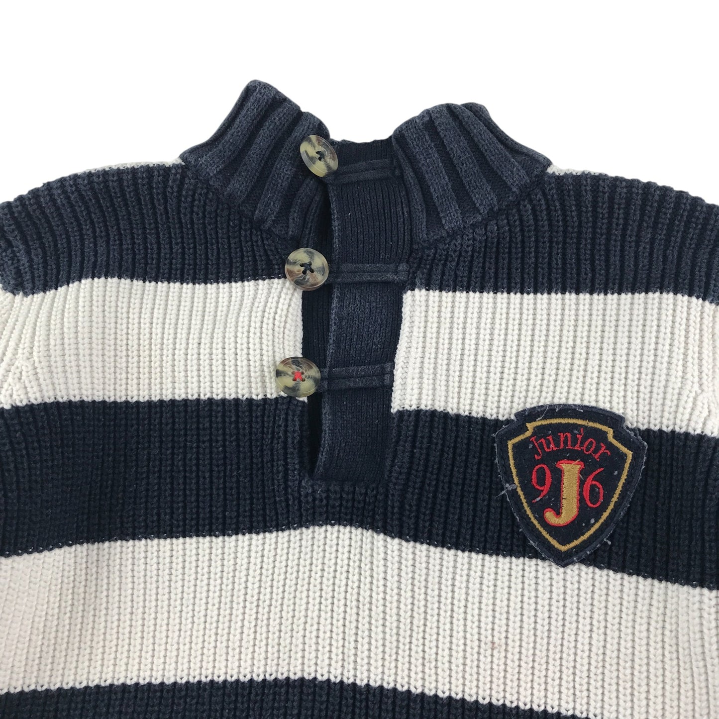 Debenhams jumper 4-5 years navy and white stripy knitwear with collar cotton