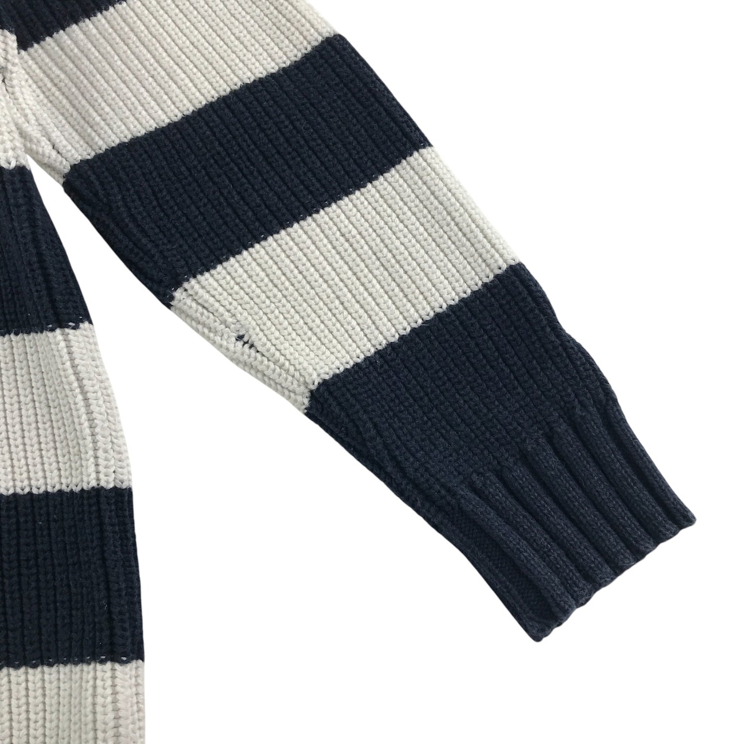 Debenhams jumper 4-5 years navy and white stripy knitwear with collar cotton
