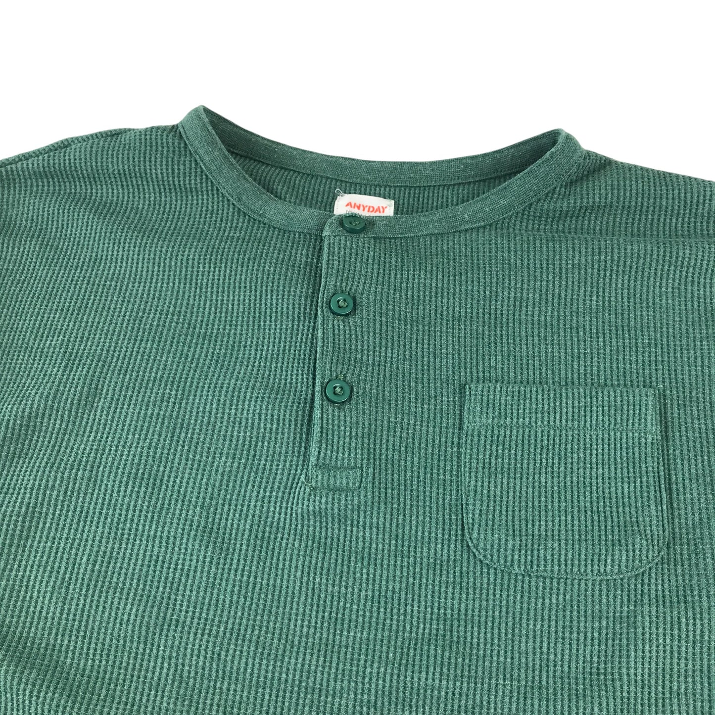 John Lewis t-shirt 8-9 years green plain long sleeve with front pocket