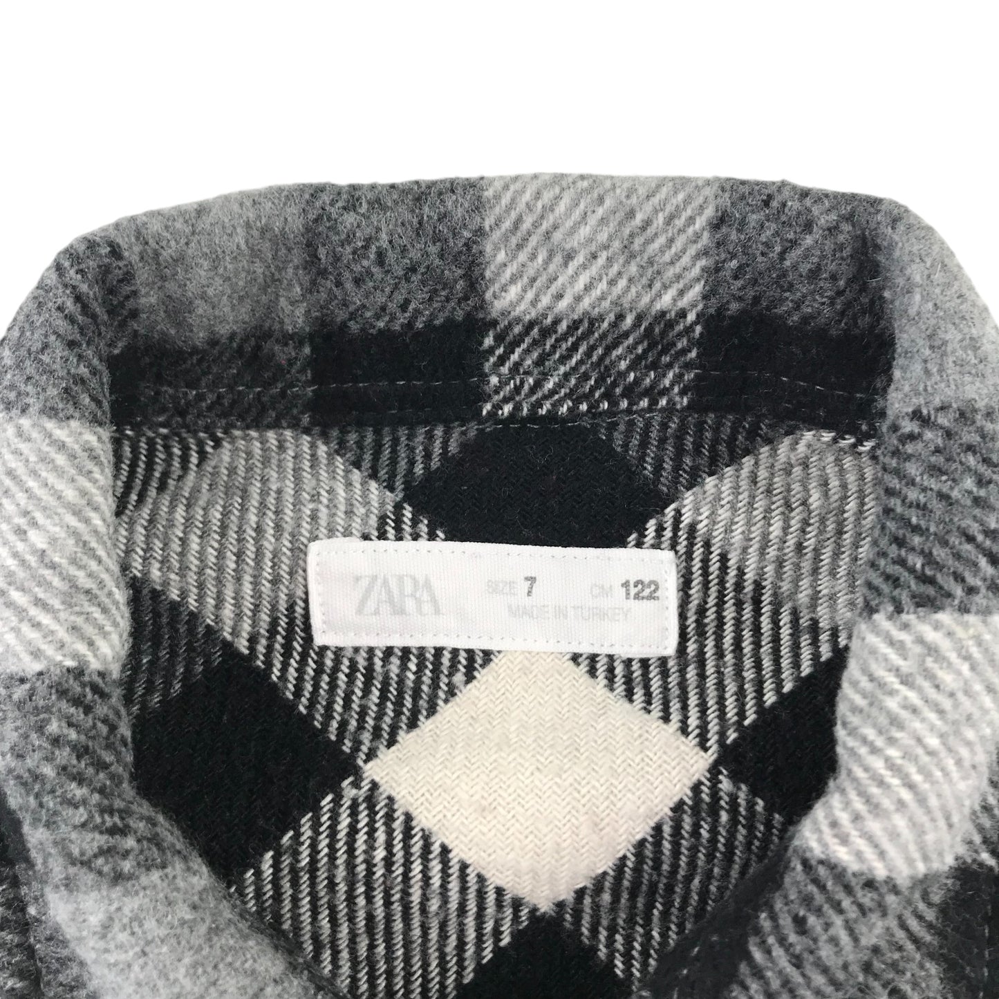 Zara Shirt 6-7 Years Black and White Checked with Front Pockets