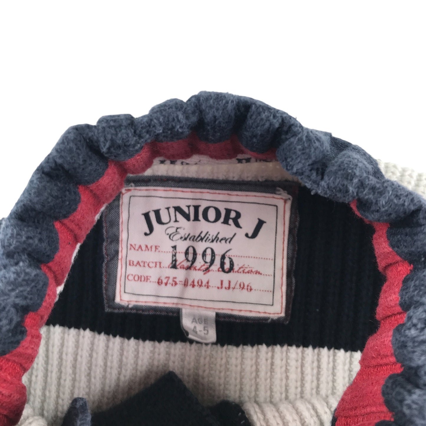 Debenhams jumper 4-5 years navy and white stripy knitwear with collar cotton