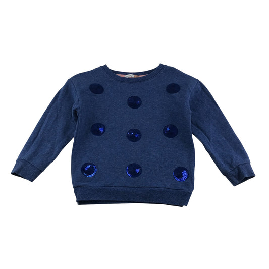 John Lewis sweater 4-5 years navy sequin circle design crewneck cotton
