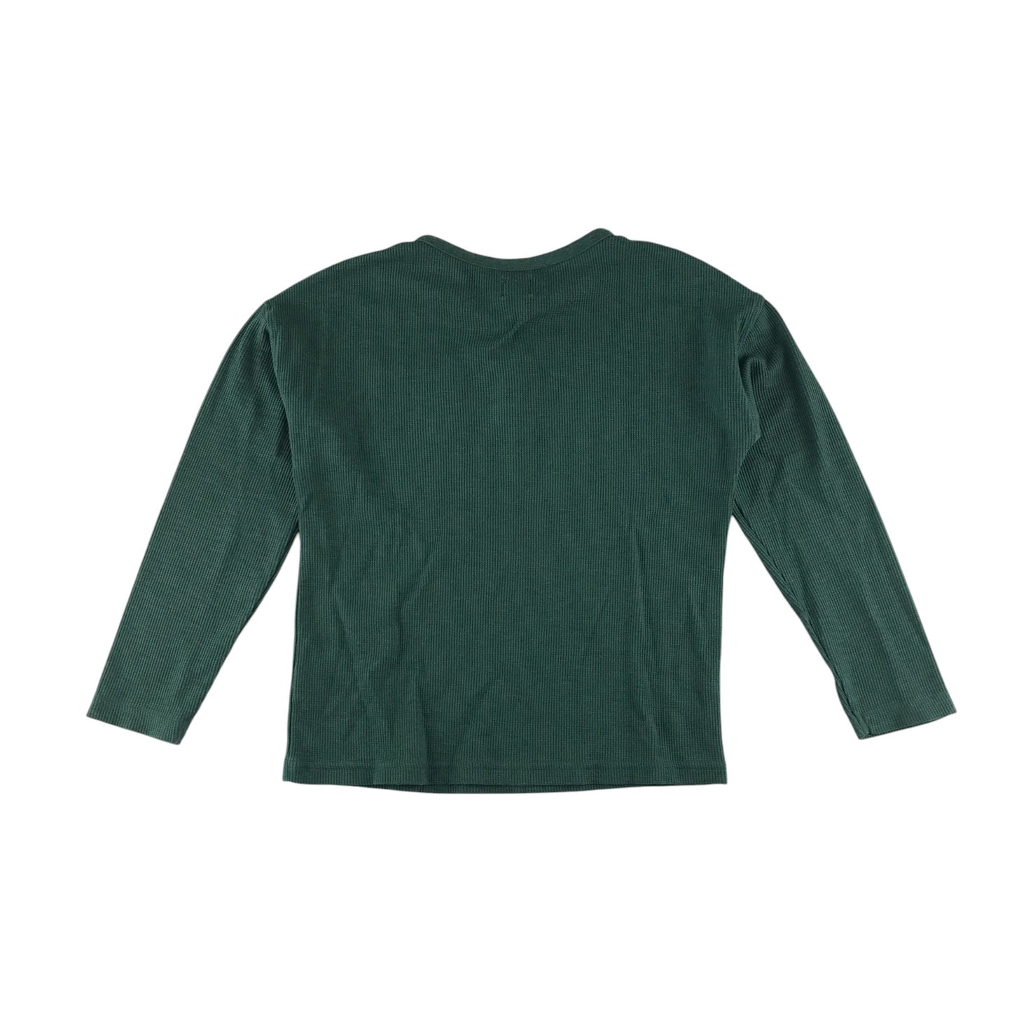John Lewis t-shirt 8-9 years green plain long sleeve with front pocket