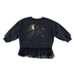 Next sweater 5-6 years navy sequin moon and Jupiter pace themed design with tulle hem
