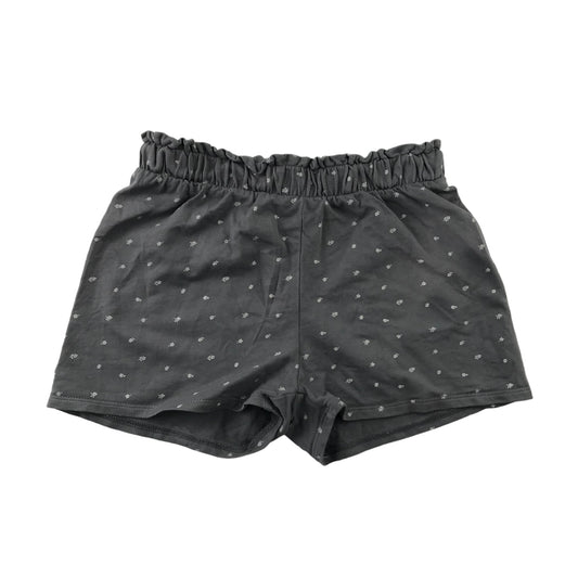 H&M Shorts Age 9 Dark Grey Cotton Flower Print