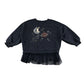 Next sweater 5-6 years navy sequin moon and Jupiter pace themed design with tulle hem