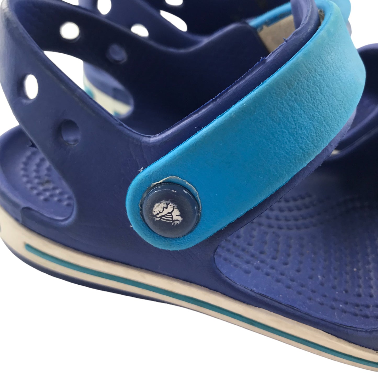 Crocs sandals shoe size 11 junior blue loop and hoop straps