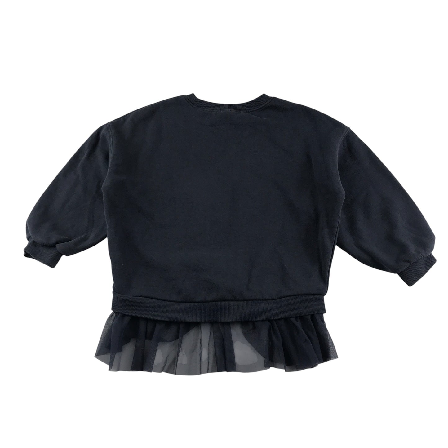 Next sweater 5-6 years navy sequin moon and Jupiter pace themed design with tulle hem