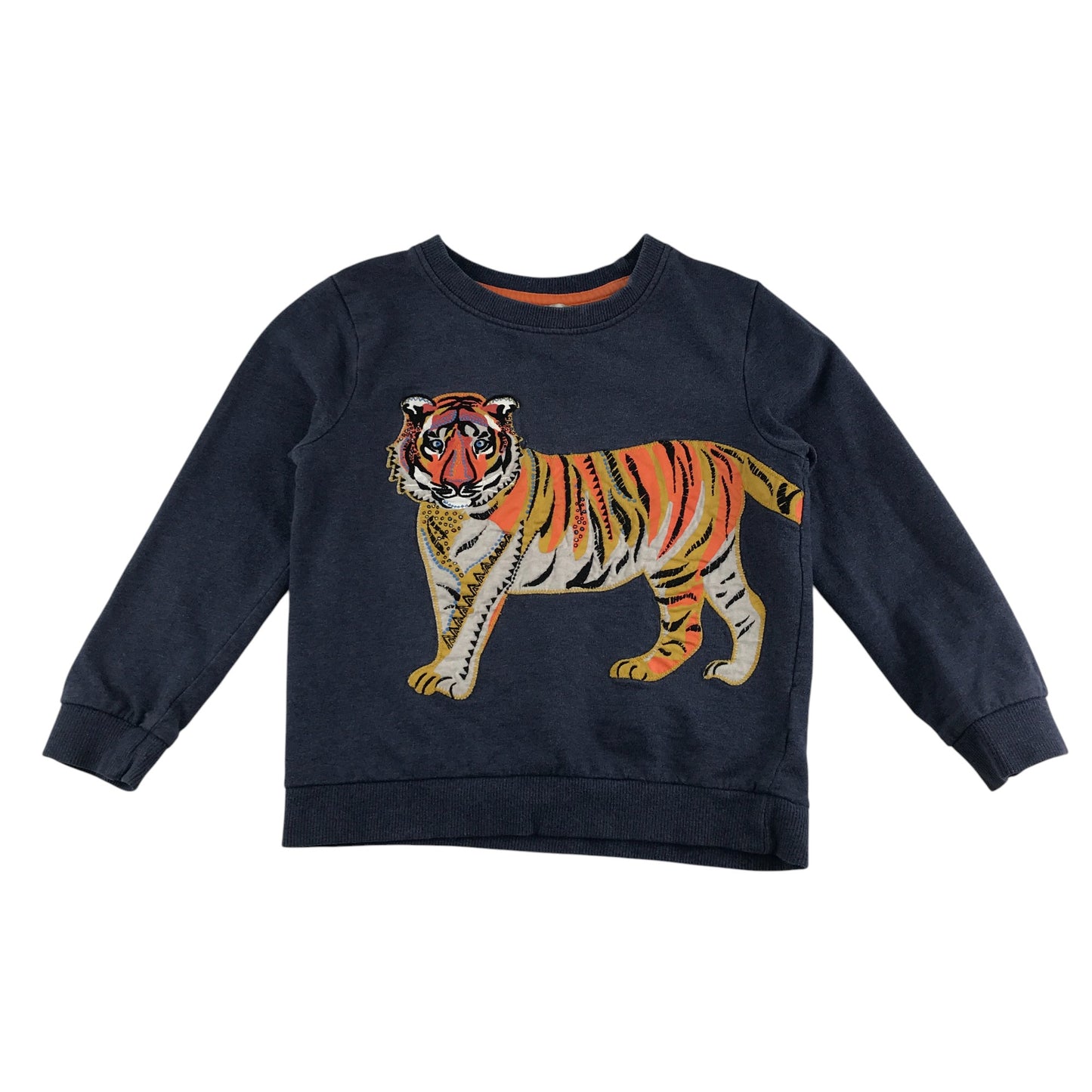 Monsoon sweater 5-6 years navy with embroidered tiger cotton