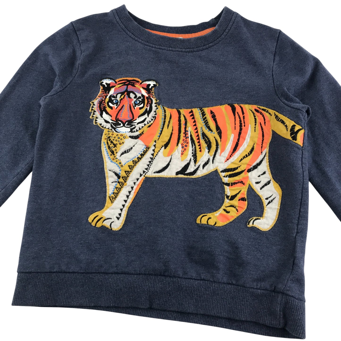 Monsoon sweater 5-6 years navy with embroidered tiger cotton
