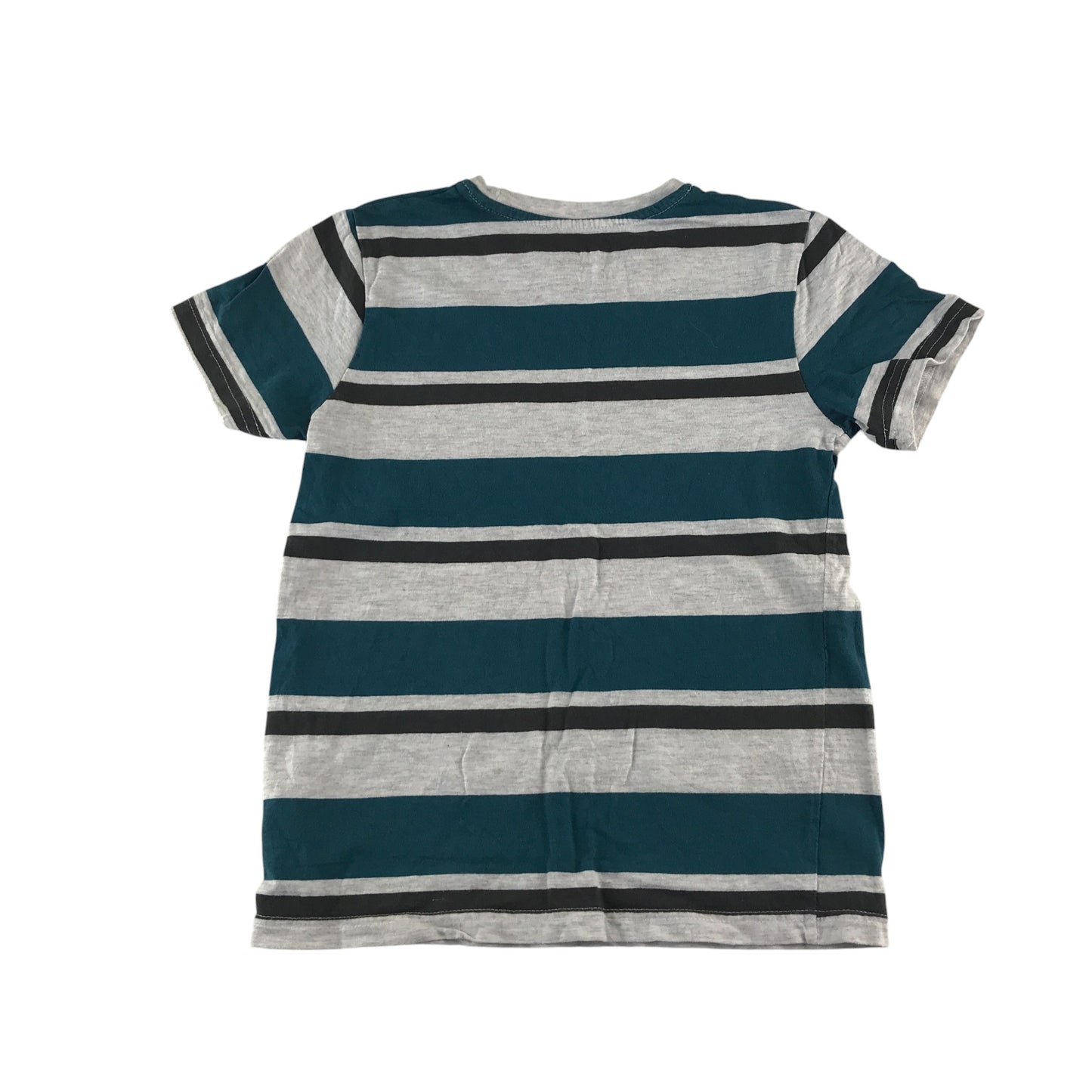 Primark t-shirt 8-9 years blue and grey stripy pattern design