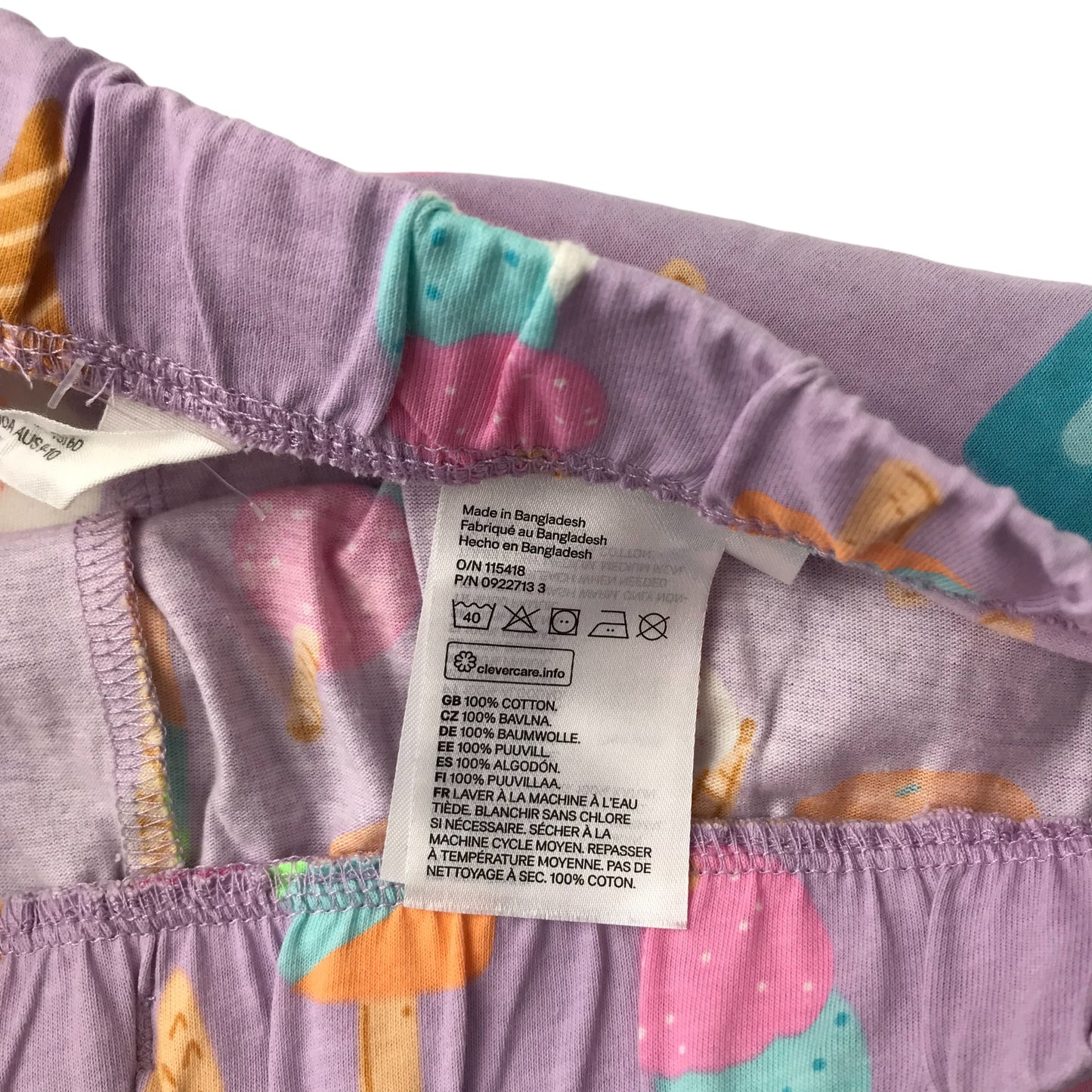 H&M Shorts Age 9 Purple Ice Cream Pattern Cotton