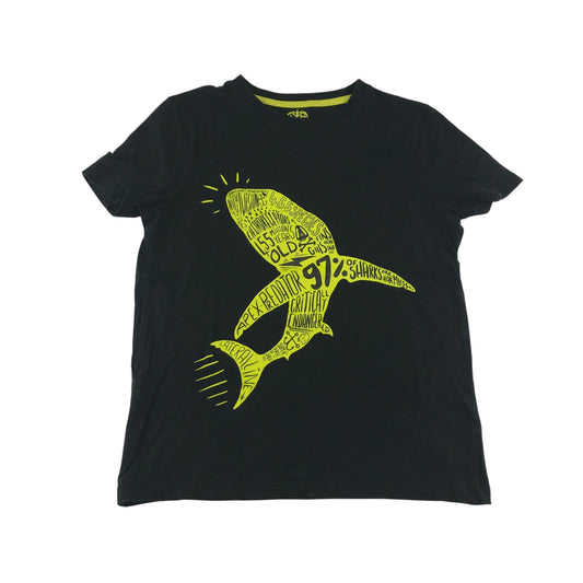 F&F t-shirt 8-9 years black with yellow whale graphic print cotton