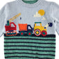 Nutmeg jumper 5-6 years blue and green construction vehicle design
