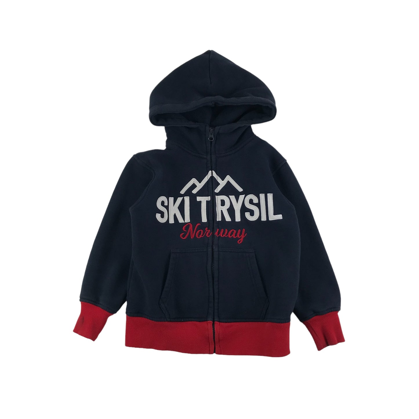 Ski Trysil Norway Hoodie Age 7 Navy Red Full Zipper