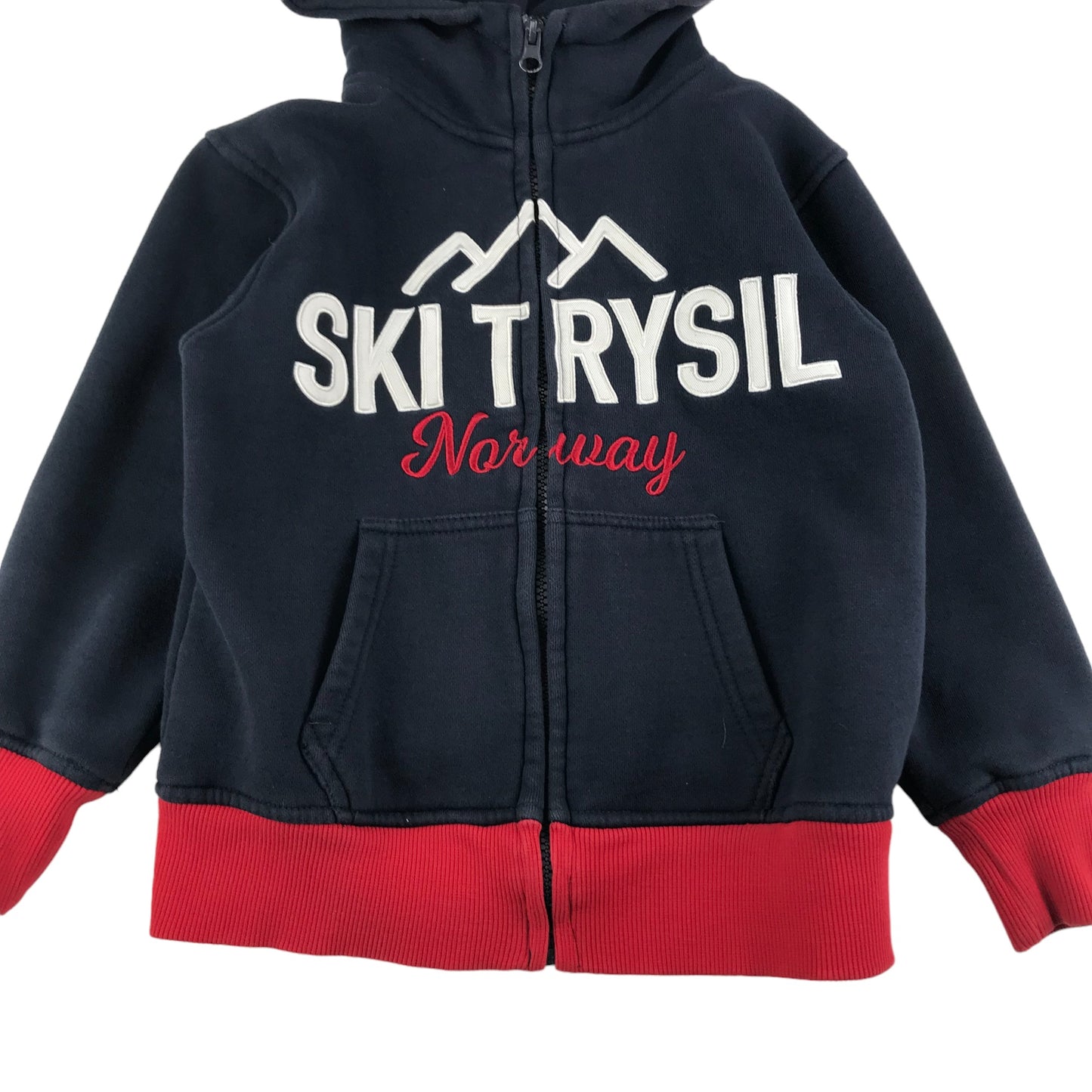 Ski Trysil Norway Hoodie Age 7 Navy Red Full Zipper