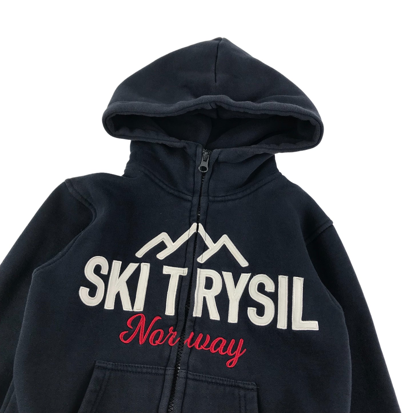 Ski Trysil Norway Hoodie Age 7 Navy Red Full Zipper