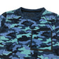 F&F t-shirt 8-9 years blue navy and black camo design with front pocket cotton