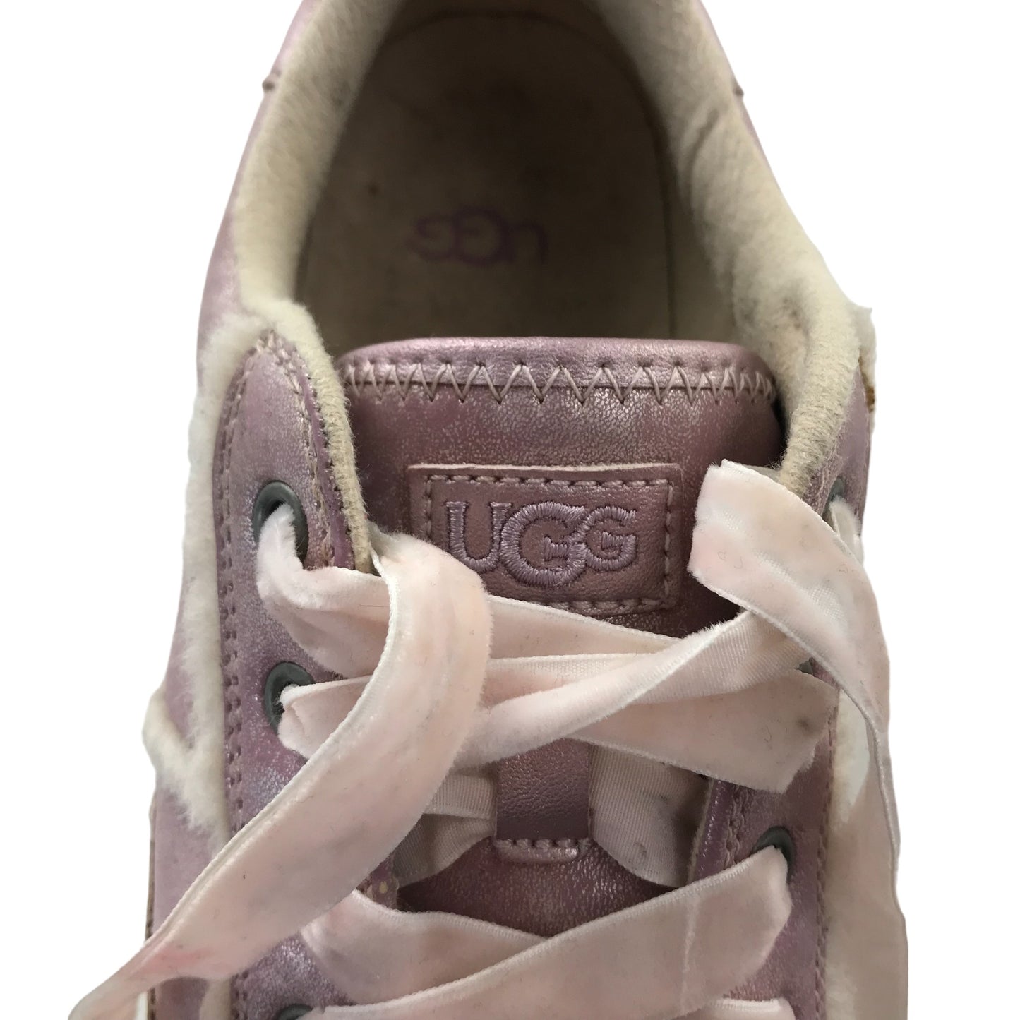 UGG Alanna trainers shoe size UK 5 pink shimmer leather with laces