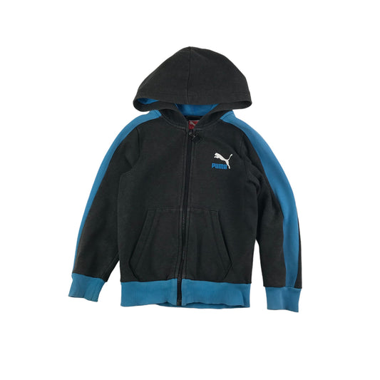 Puma Hoodie Age 6-7 Grey Blue Full Zipper