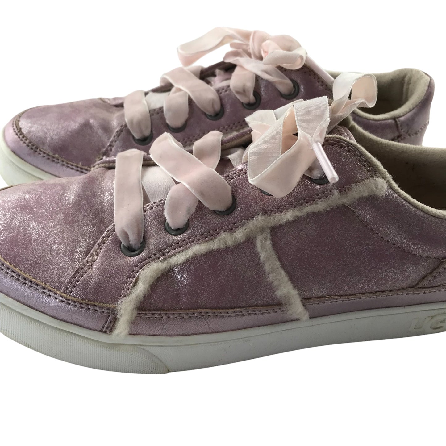 UGG Alanna trainers shoe size UK 5 pink shimmer leather with laces