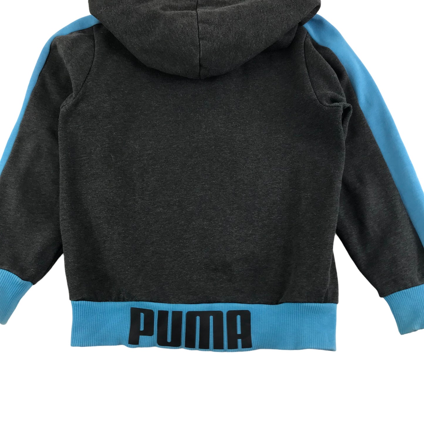 Puma Hoodie Age 6-7 Grey Blue Full Zipper