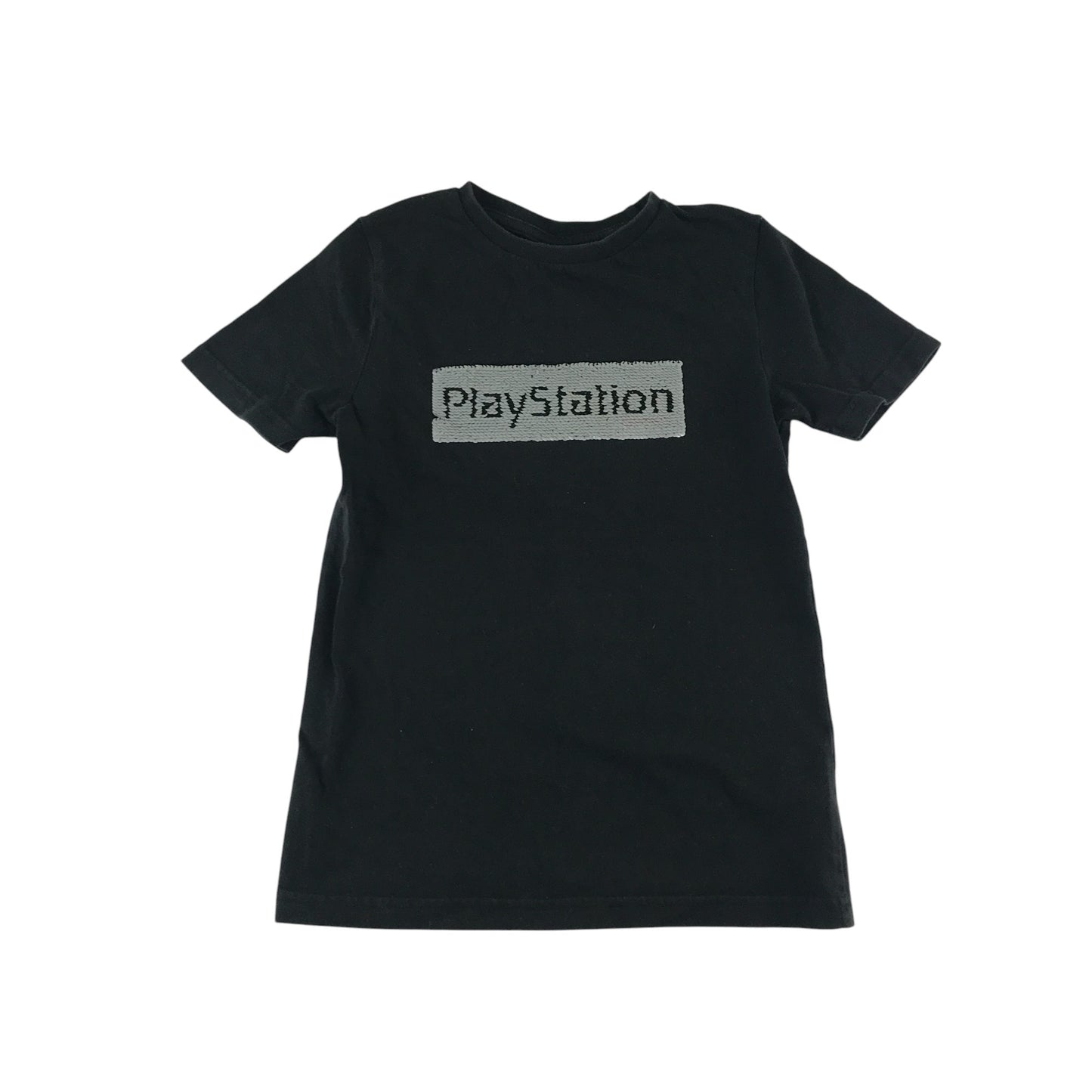 M&Co t-shirt 8-9 years black PlayStation sequin reversible design cotton
