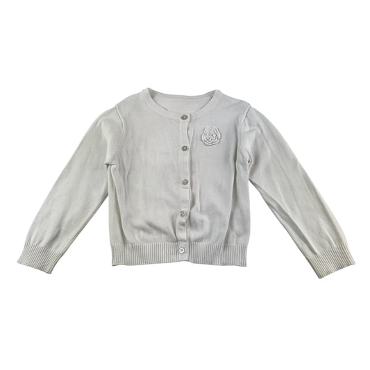 Nutmeg cardigan 5-6 years white round neckline floral detail cotton