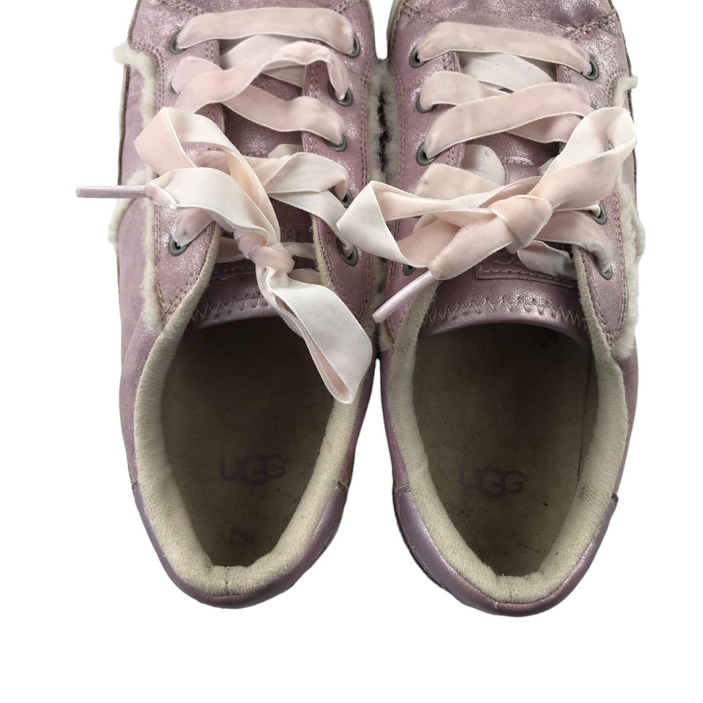 UGG Alanna trainers shoe size UK 5 pink shimmer leather with laces