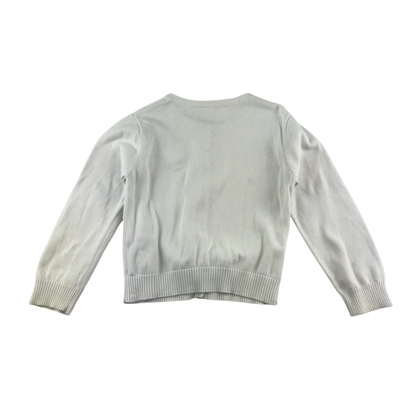 Nutmeg cardigan 5-6 years white round neckline floral detail cotton