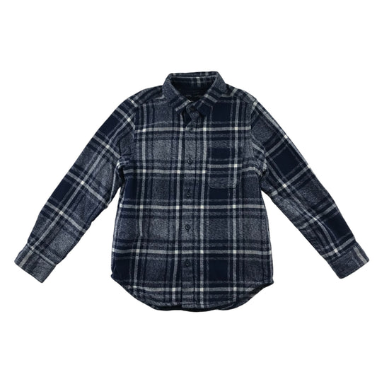 Next Shirt 6-7 Years navy Checked Button-Up With Front Pocket Cotton